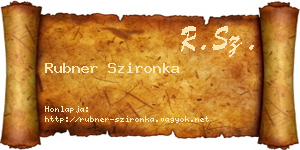 Rubner Szironka névjegykártya